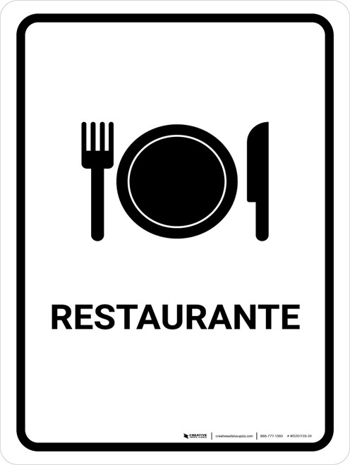 Restaurant White Spanish Portrait - Wall Sign