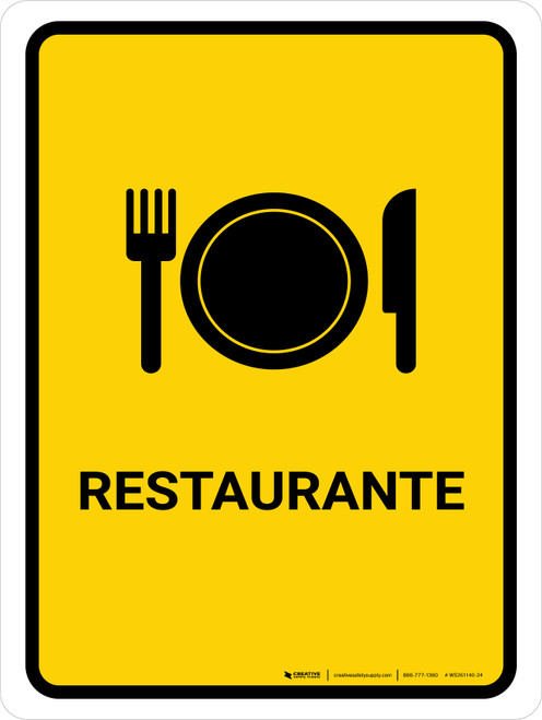 Restaurant Yellow Spanish Portrait - Wall Sign