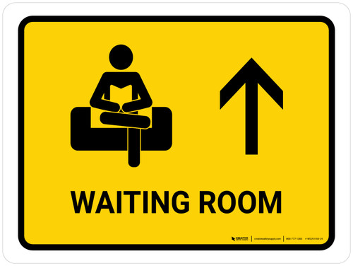 Waiting Room With Up Arrow Yellow Landscape - Wall Sign