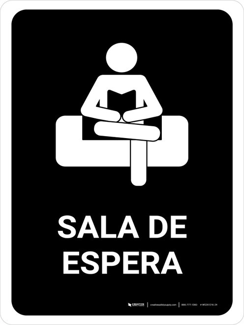 Waiting Room Black Spanish Portrait - Wall Sign