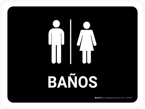 Restrooms Black Spanish Landscape - Wall Sign