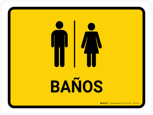 Restrooms Yellow Spanish Landscape - Wall Sign