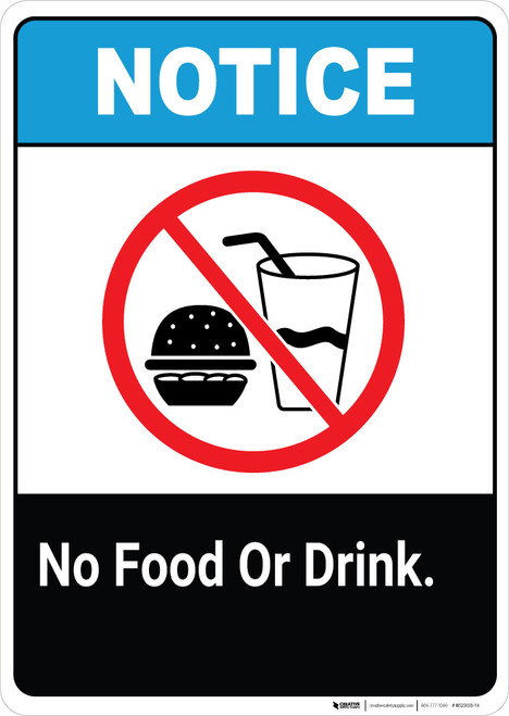 Notice: No Food Drink - Wall Sign