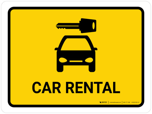 Car Rental Yellow Landscape - Wall Sign