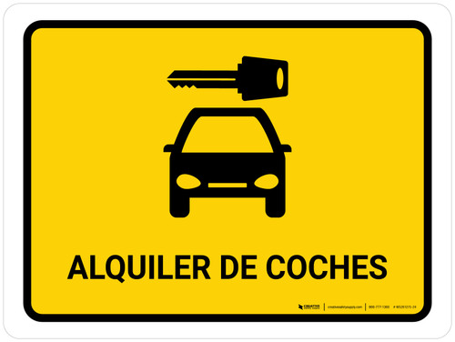 Car Rental Yellow Spanish Landscape - Wall Sign