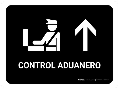 Customs Control With Up Arrow Black Spanish Landscape - Wall Sign