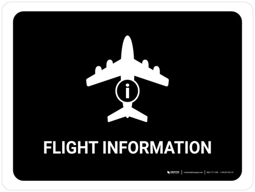 Flight Information Black Landscape - Wall Sign