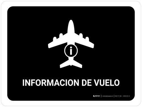 Flight Information Black Spanish Landscape - Wall Sign