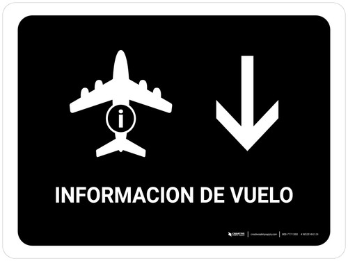 Flight Information With Down Arrow Black Spanish Landscape - Wall Sign