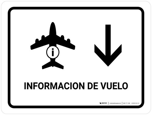 Flight Information With Down Arrow White Spanish Landscape - Wall Sign