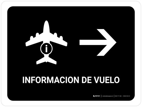 Flight Information With Right Arrow Black Spanish Landscape - Wall Sign