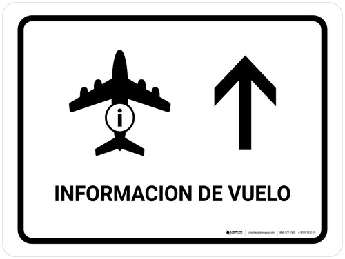 Flight Information With Up Arrow White Spanish Landscape - Wall Sign