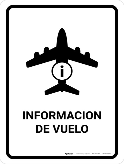 Flight Information White Spanish Portrait - Wall Sign