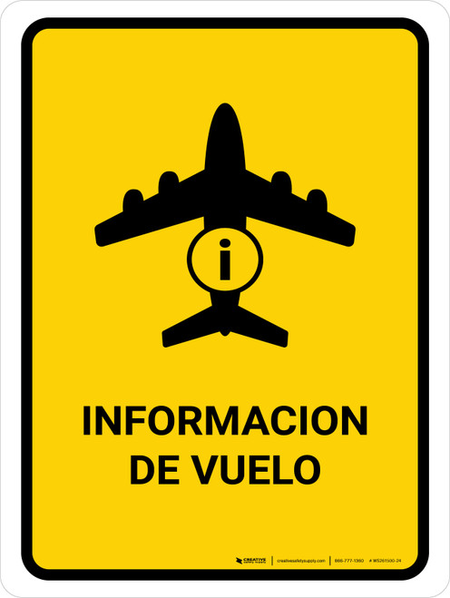 Flight Information Yellow Spanish Portrait - Wall Sign