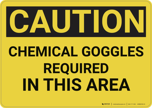 Caution: Chemical Goggles Required - Wall Sign