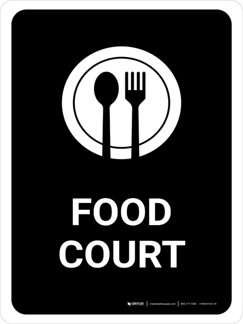 Food Court Black Portrait - Wall Sign