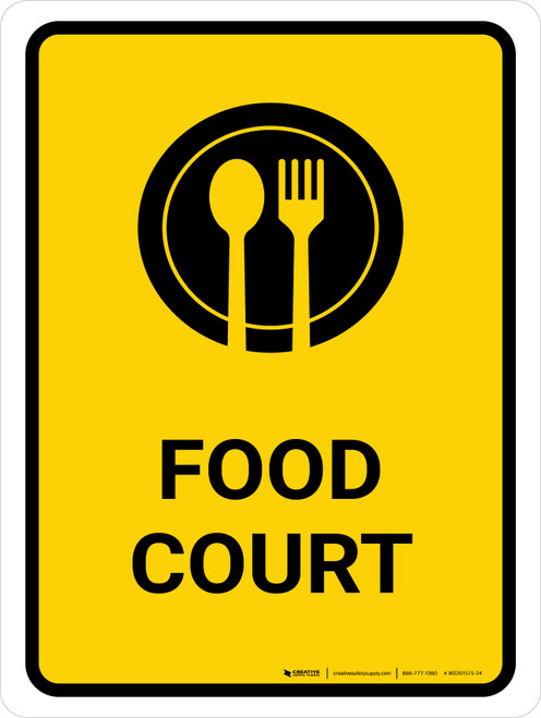 Food Court Yellow Portrait - Wall Sign