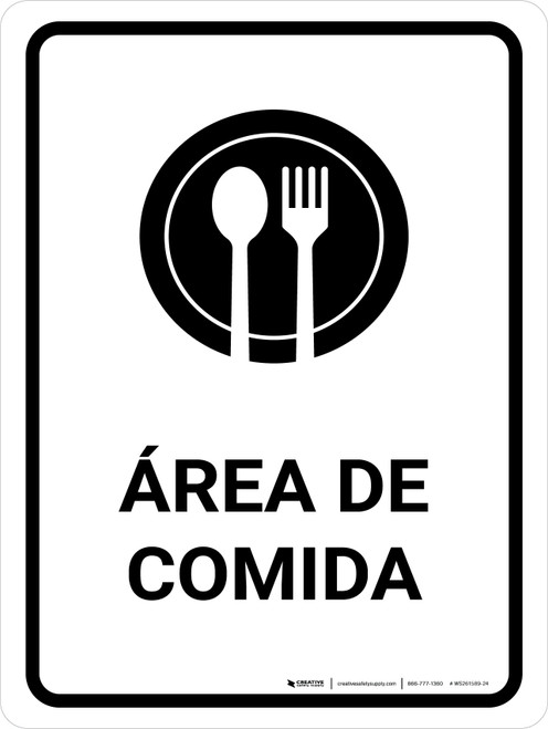 Food Court White Spanish Portrait - Wall Sign