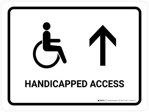 Handicapped Access With Up Arrow White Landscape - Wall Sign