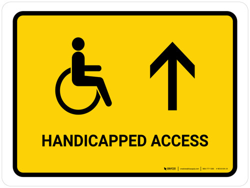 Handicapped Access With Up Arrow Yellow Landscape - Wall Sign