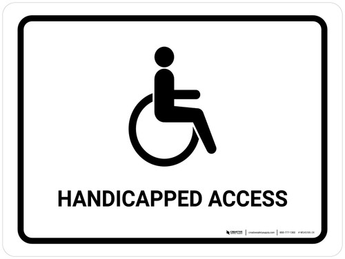 Handicapped Access White Landscape - Wall Sign