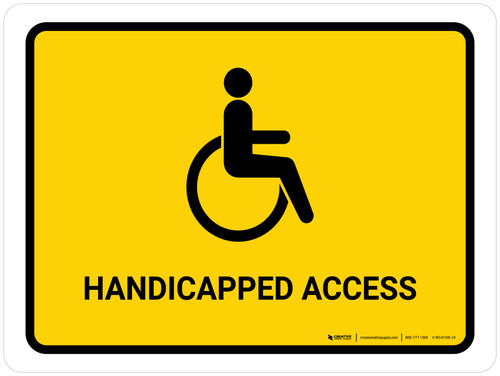 Handicapped Access Yellow Landscape - Wall Sign