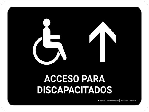 Handicapped Access With Up Arrow Black Spanish Landscape - Wall Sign