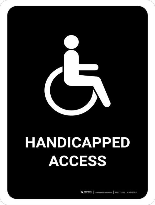 Handicapped Access Black Portrait - Wall Sign