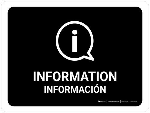 Information Black Bilingual Landscape - Wall Sign