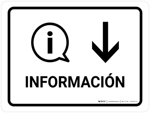Information With Down Arrow White Spanish Landscape - Wall Sign