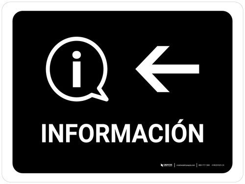 Information With Left Arrow Black Spanish Landscape - Wall Sign