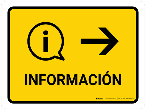 Information With Right Arrow Yellow Spanish Landscape - Wall Sign