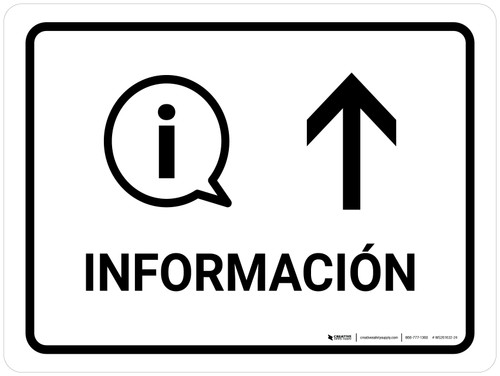 Information With Up Arrow White Spanish Landscape - Wall Sign