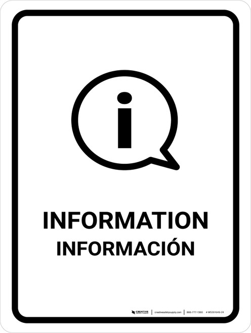 Information White Bilingual Spanish Portrait - Wall Sign