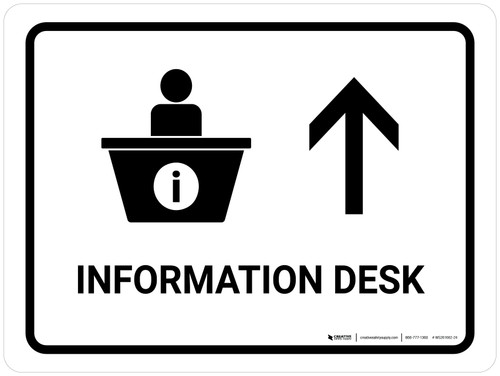 Information With Up Arrow White Portrait - Wall Sign