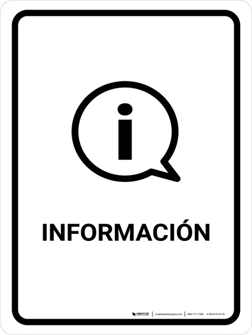 Information White Spanish Portrait - Wall Sign