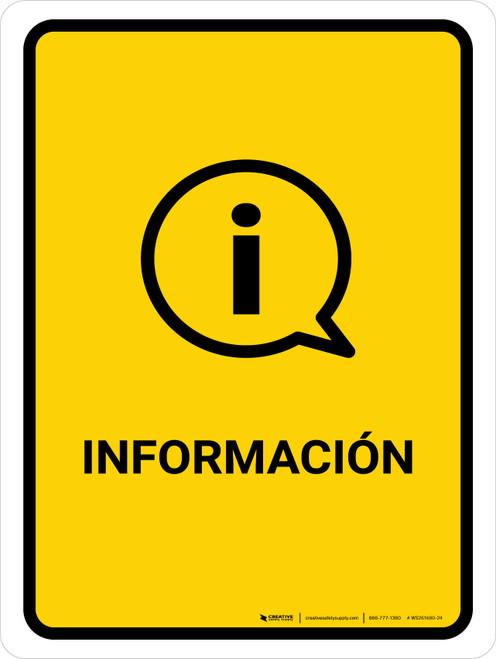 Information Yellow Spanish Portrait - Wall Sign