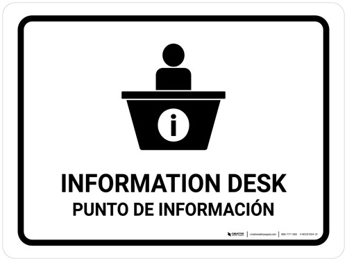 Information Desk White Bilingual Spanish Landscape - Wall Sign