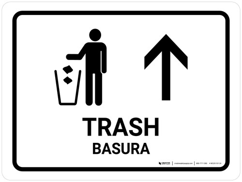 Information Desk With Up Arrow White Landscape - Wall Sign