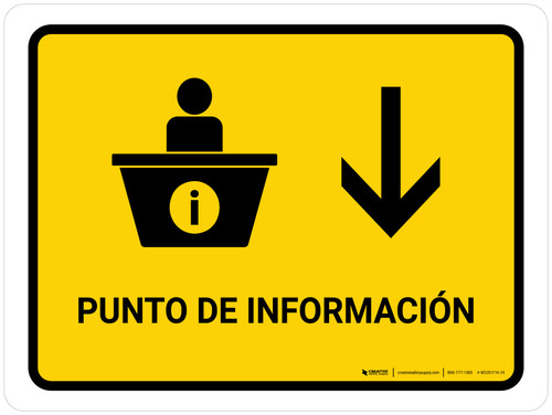 Information Desk With Down Arrow Yellow Spanish Landscape - Wall Sign