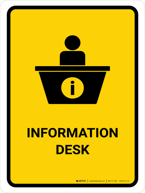 Information Desk Yellow Portrait - Wall Sign