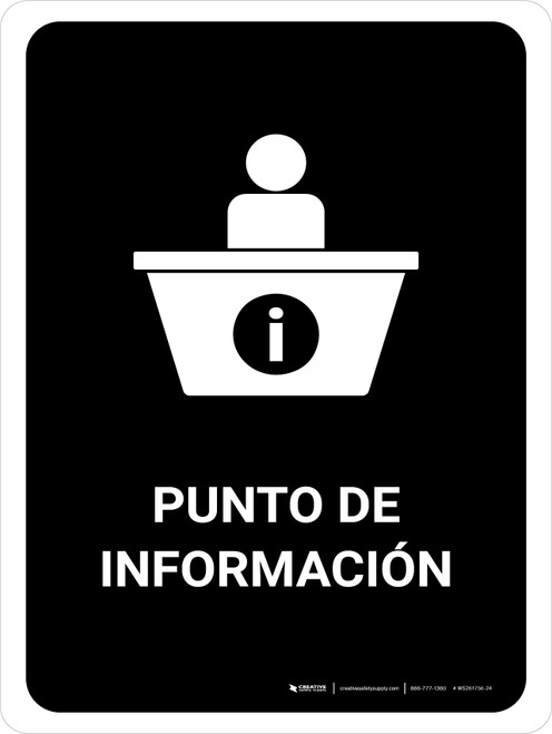 Information Desk Black Spanish Portrait - Wall Sign
