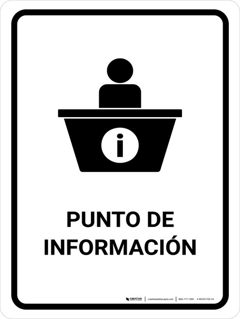 Information Desk White Spanish Portrait - Wall Sign