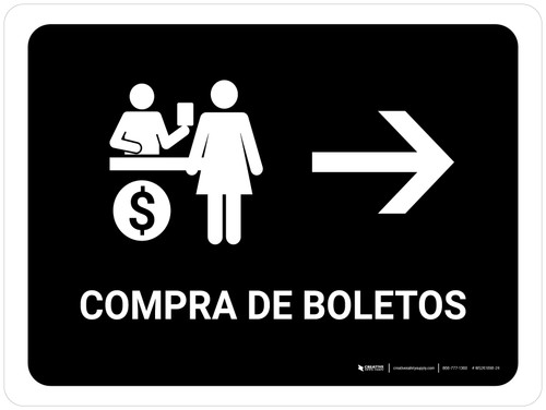Ticket Purchase With Right Arrow Black Spanish Landscape - Wall Sign