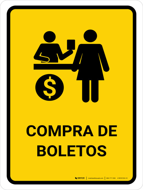 Ticket Purchase Yellow Spanish Portrait - Wall Sign
