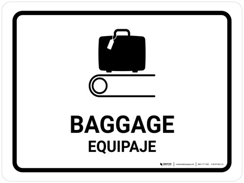 Baggage White Bilingual Spanish Landscape - Wall Sign