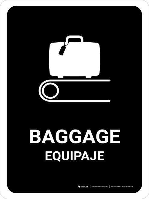 Baggage Black Bilingual Spanish Portrait - Wall Sign