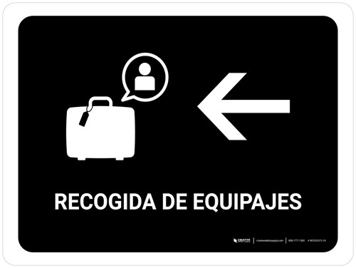 Baggage Claim With Left Arrow Black Spanish Landscape - Wall Sign