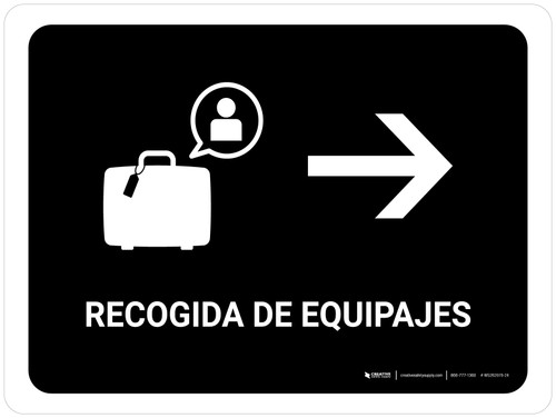 Baggage Claim With Right Arrow Black Spanish Landscape - Wall Sign