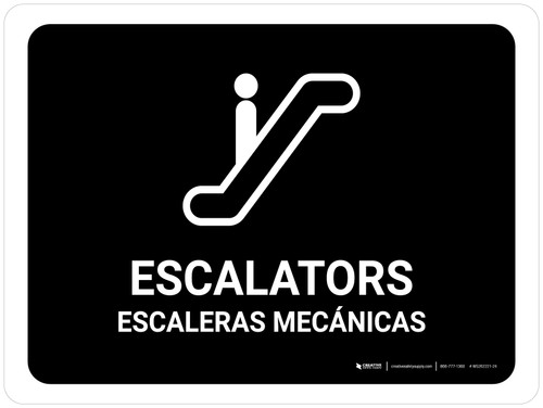 Escalators Black Bilingual Spanish Landscape - Wall Sign